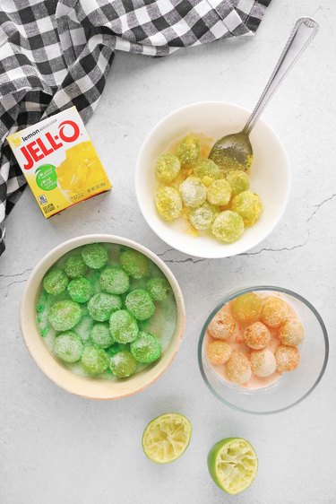 Coat grapes with flavored gelatin