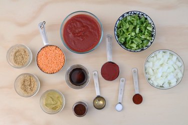 Ingredients for vegan lentil sloppy joes