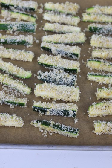 zucchini fries on parchment
