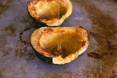 acorn squash with honey drizzled inside