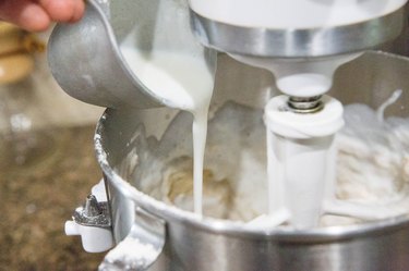 buttermilk pouring into a mixer
