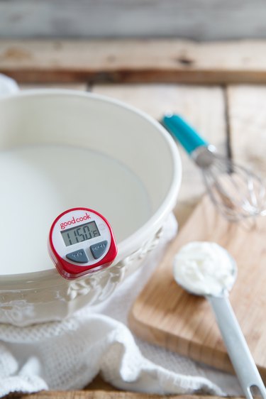 Cooling milk for homemade Greek yogurt