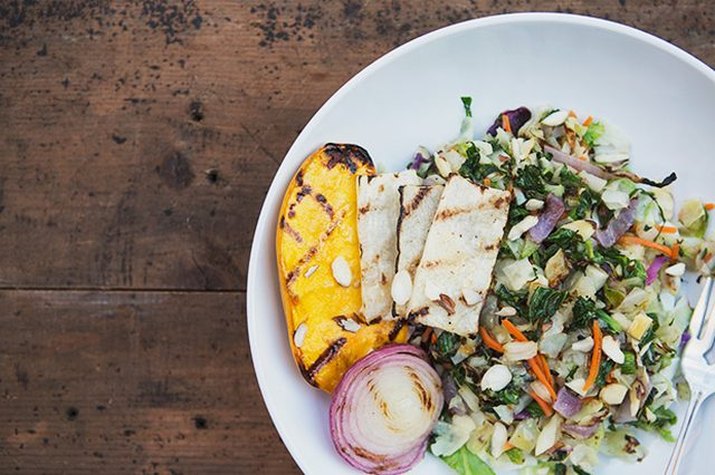 chopped salad and grilled veggies