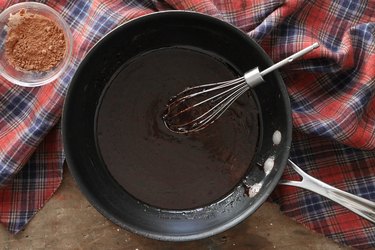 Melt butter and add cocoa
