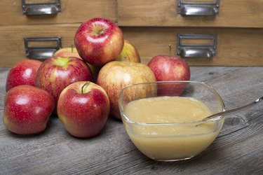 Applesauce on a wooden table